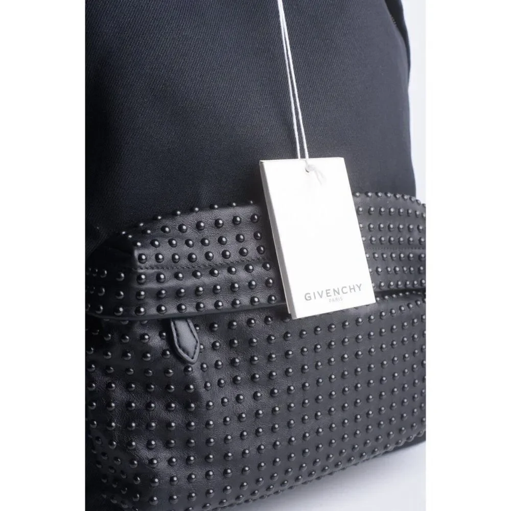 GIVENCHY Unisex Bookbag CI Back Pack Black Large Studded Canvas Leather NWT - Picture 3 of 10